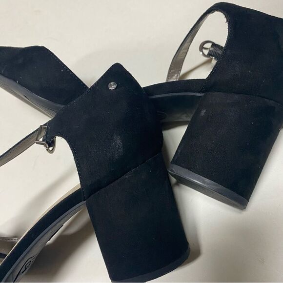 Circus Sam Edelman Black faux suede goth round toe Mary Jane pumps block heel 10 - Picture 9 of 11